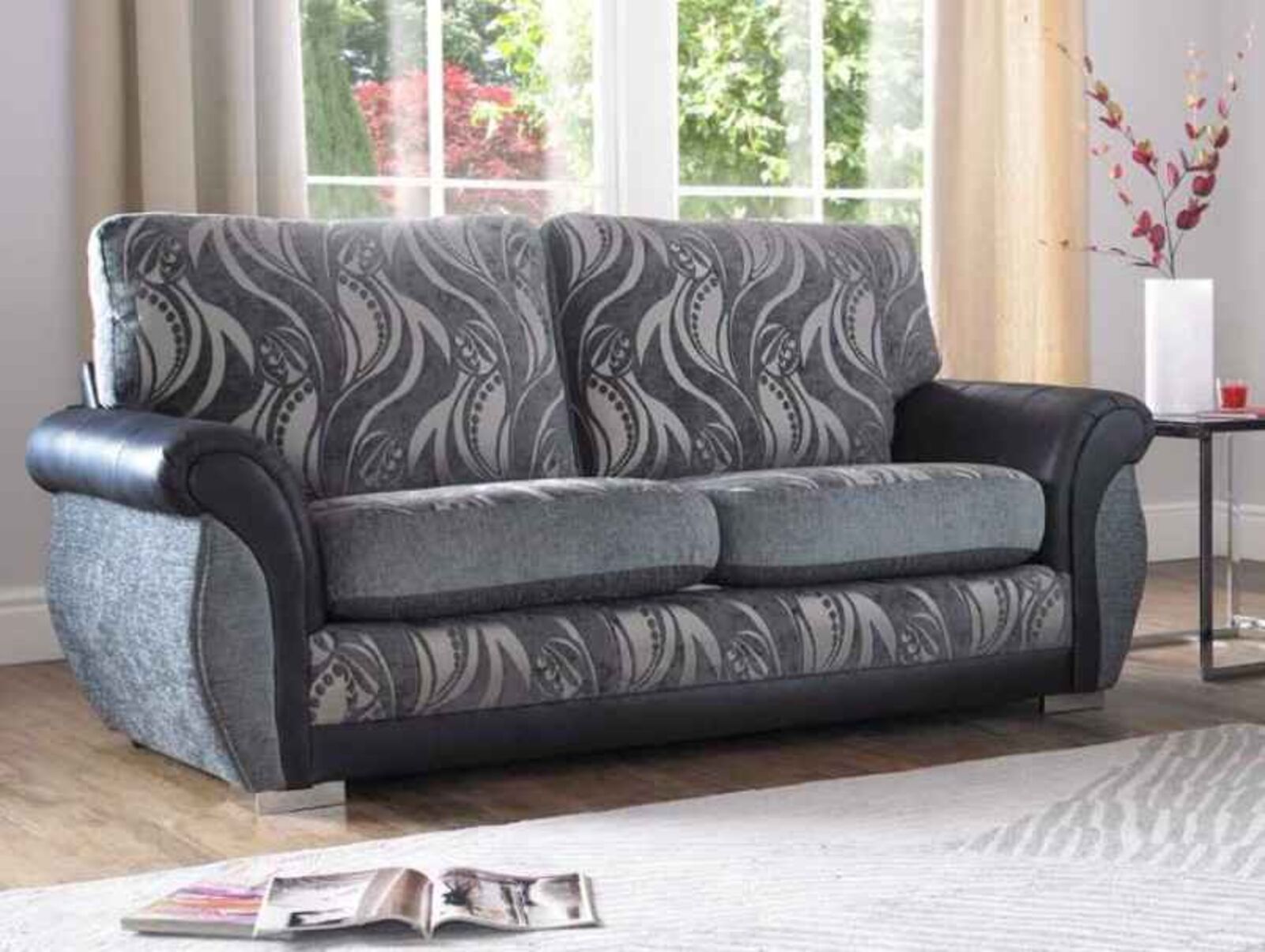 Product photograph of Sofia 3 Seater Fabric Sofa Settee Upholstered In Zest Granite from Designer Sofas 4U