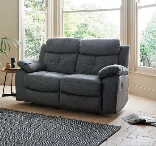 Toronto Reclining 2 Seater Sofa Dark Grey Fabric