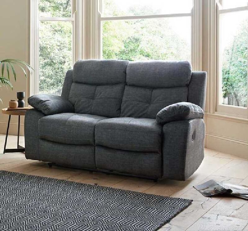 Product photograph of Toronto Reclining 2 Seater Sofa Dark Grey Fabric from Designer Sofas 4U