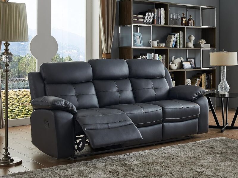 Product photograph of Toronto Reclining 3 Seater Sofa Black Leather from Designer Sofas 4U