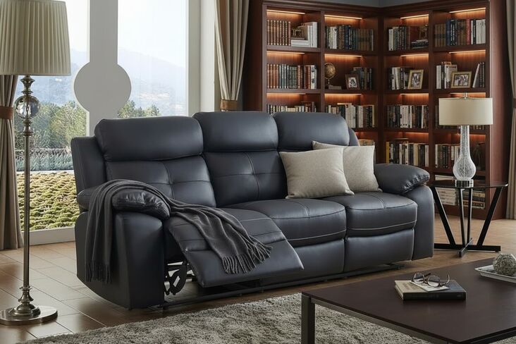 Toronto Reclining 3 Seater Sofa Black Leather
