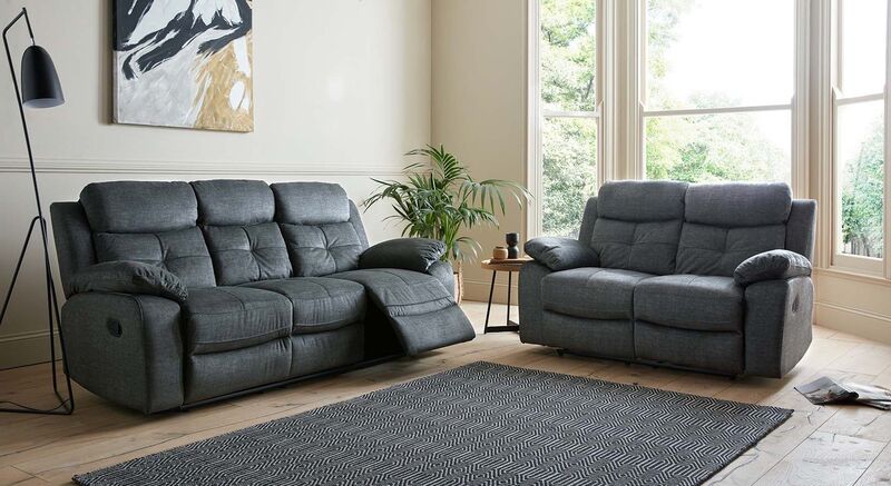Product photograph of Toronto 3 2 Seater Reclining Sofa Suite Dark Grey Fabric from Designer Sofas 4U