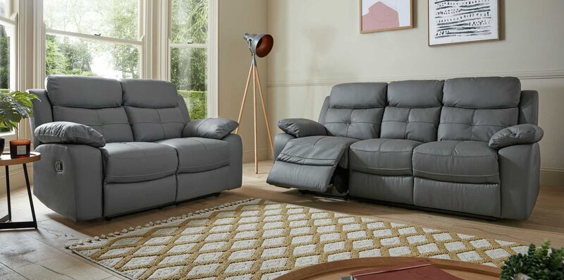 Product photograph of Toronto 3 2 Seater Reclining Sofa Suite Grey Leather from Designer Sofas 4U