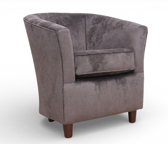 Tub Chair Chenille Fabric Bucket Tub Chair Chestnut Brown