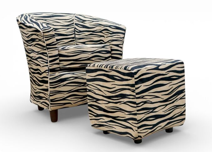 Tub Chair Fabric Bucket Animal Print Chair Antelope Gold With Foostool