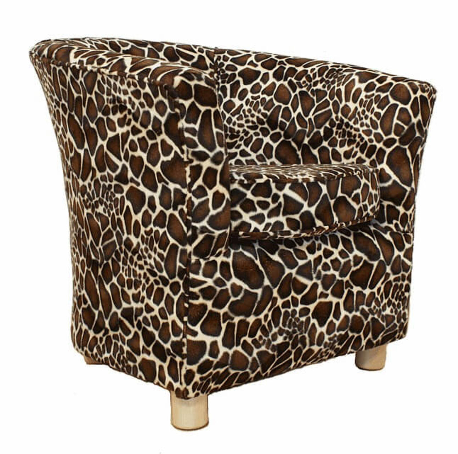 Product photograph of Tub Chair Fabric Bucket Animal Print Chair Little Giraffe from Designer Sofas 4U