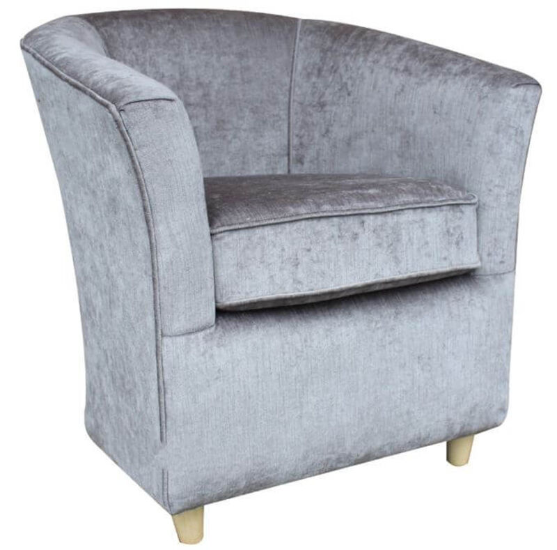 Product photograph of Tub Chair Sofa Fabric Bucket Chair Belvedere Pewter Grey from Designer Sofas 4U