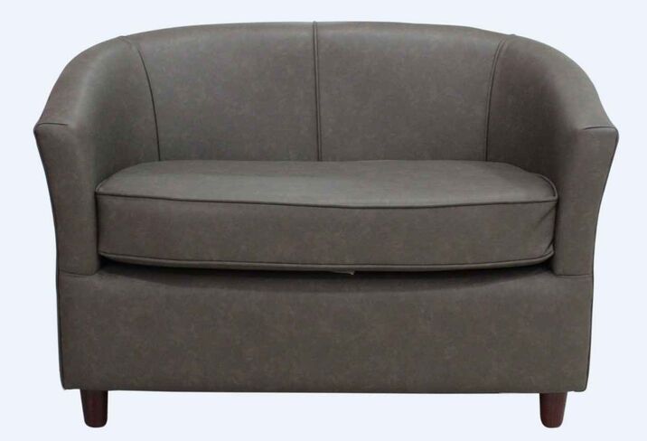 Tub 2 Seater Bucket Sofa Infinity Espresso Brown Faux Leather