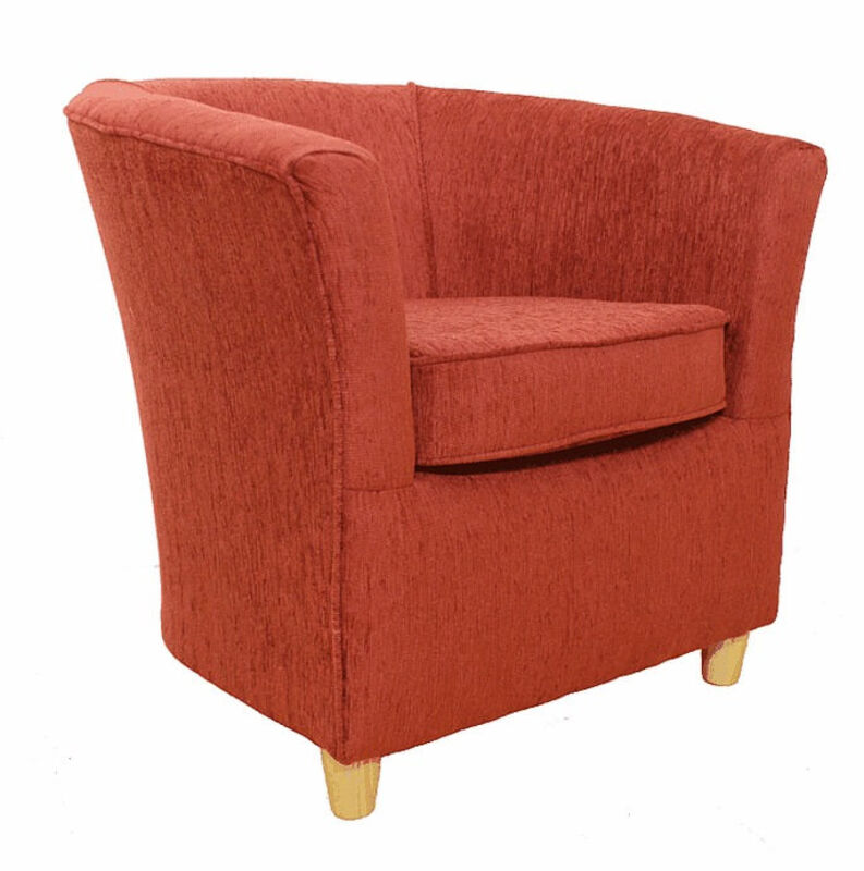 Product photograph of Chenille Fabric Bucket Tub Chair Terracotta from Designer Sofas 4U