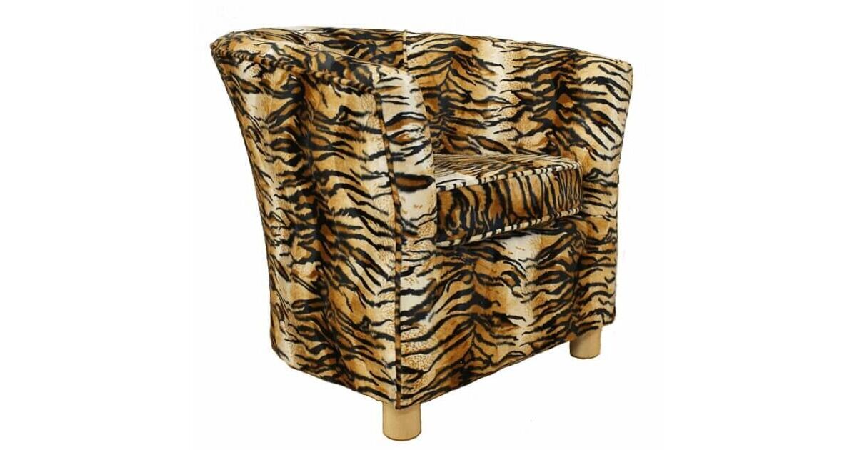 Tub Chair Fabric Bucket Animal Print Chair Tiger Designer Sofas4u