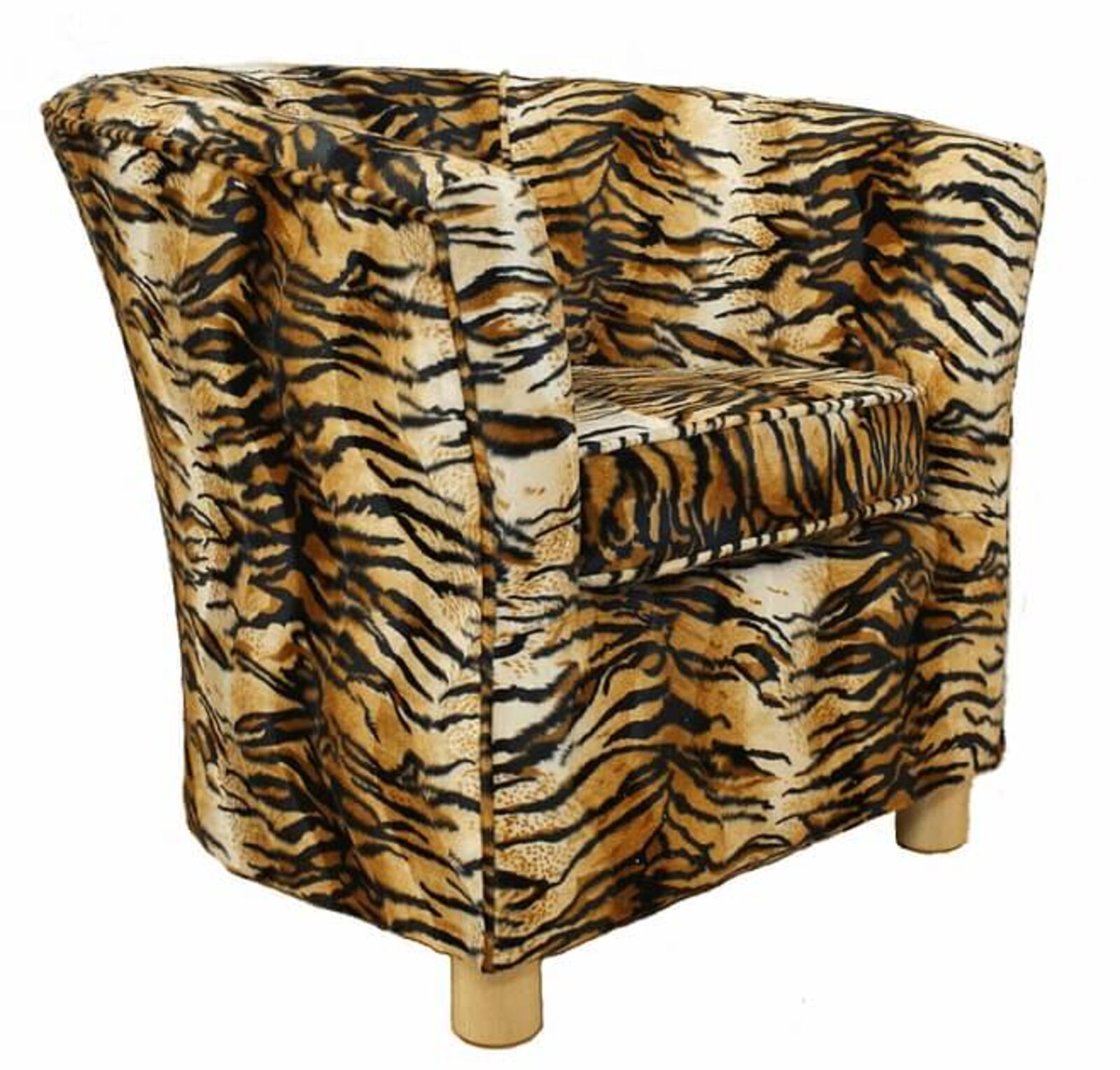 Product photograph of Tub Chair Fabric Bucket Animal Print Chair Tiger from Designer Sofas 4U