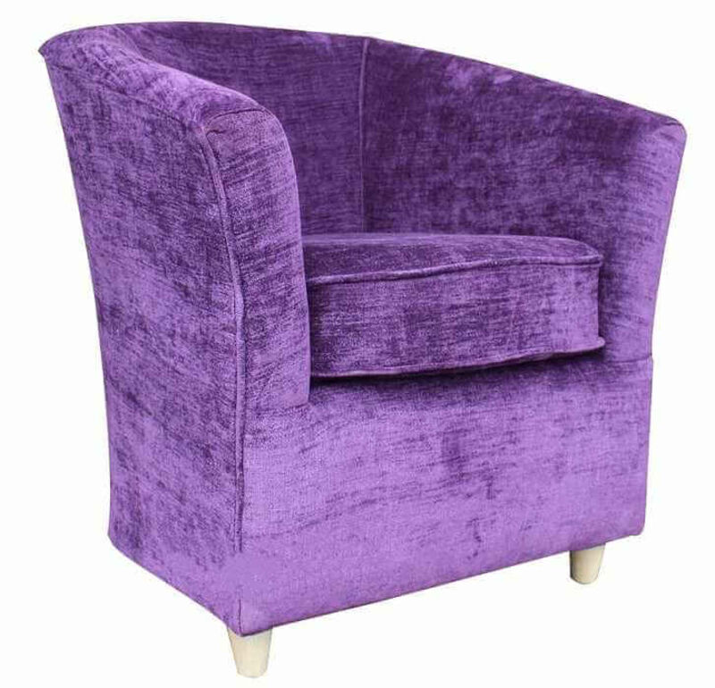 Product photograph of Tub Chair Sofa Chenille Fabric Bucket Chair Velluto Amethyst Purple from Designer Sofas 4U