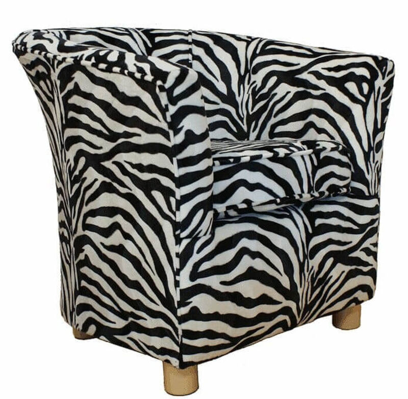 Product photograph of Tub Chair Fabric Bucket Animal Print Chair Zebra from Designer Sofas 4U
