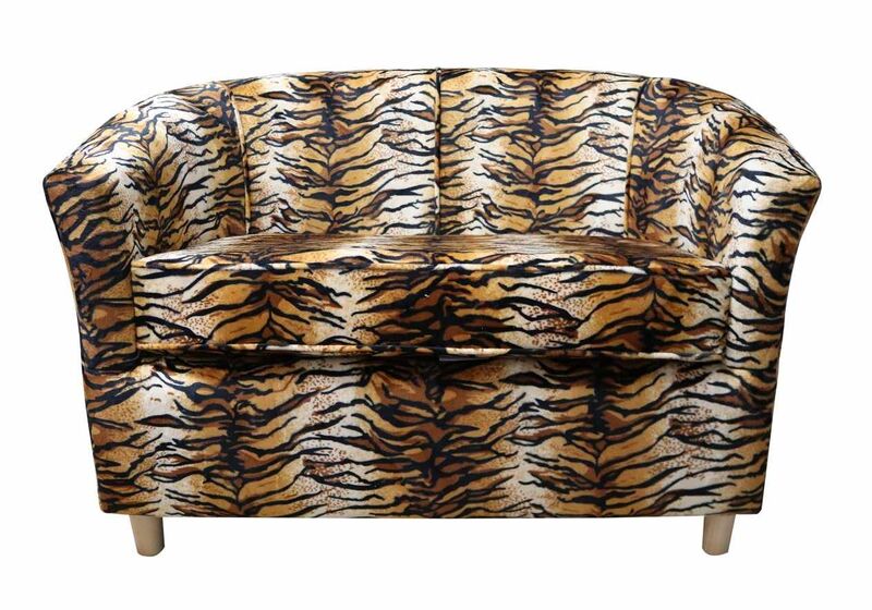 Product photograph of Tub 2 Seater Bucket Sofa Animal Print Tiger from Designer Sofas 4U