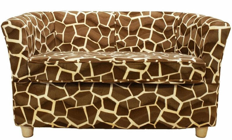 Tub Chair Sofa Velour Fabric Bucket Chair Animal Print Giraffe