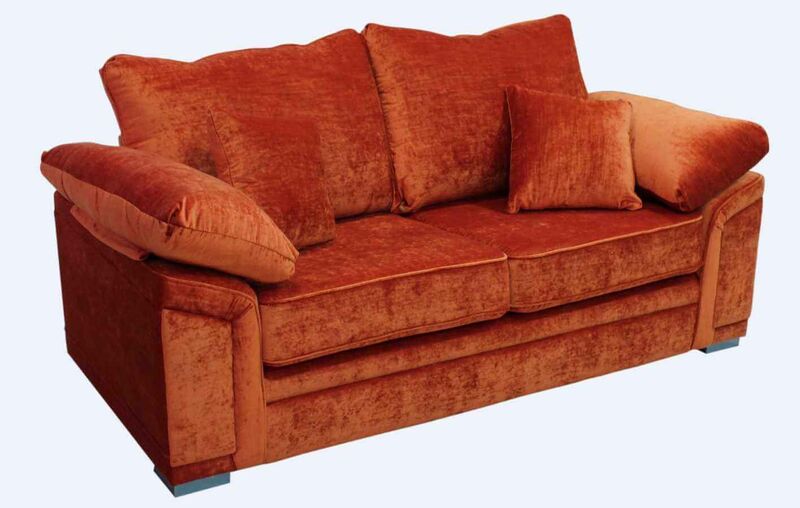 Product photograph of Victoria 3 Seater Sofa Settee Pastiche Burnt Orange Velvet from Designer Sofas 4U