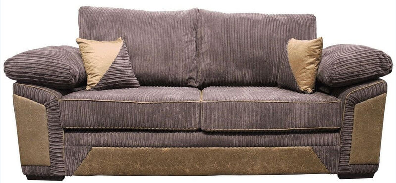 Product photograph of Victoria 3 Seater Sofa Settee Jumbo Cord Chocolate Fabric Suite from Designer Sofas 4U