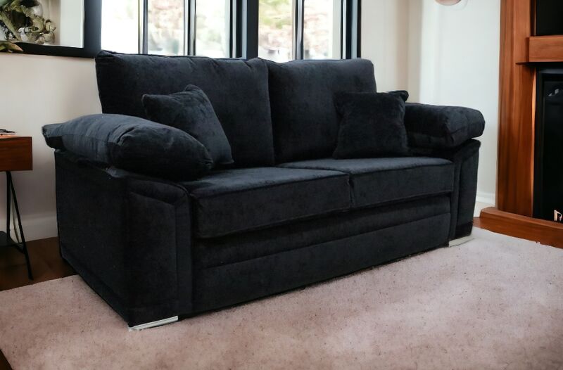 Product photograph of Victoria 3 Seater Sofa Settee Pastiche Black Velvet Sofa from Designer Sofas 4U