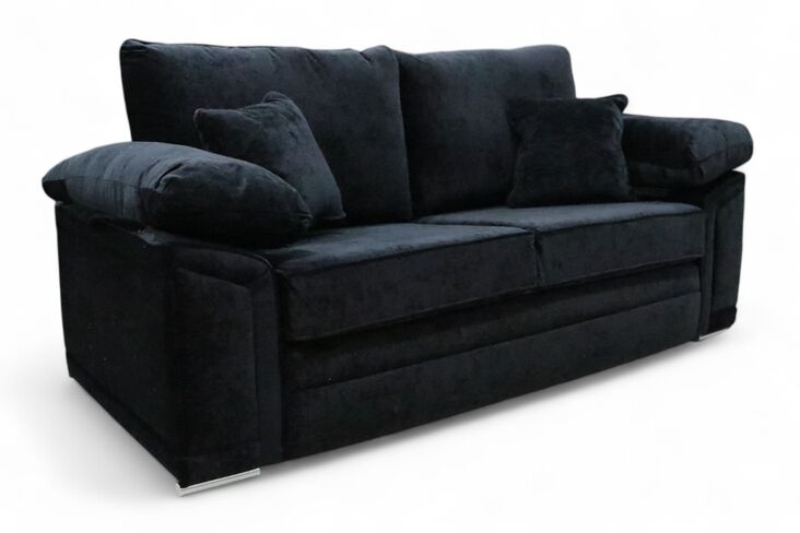 Victoria 3 Seater Sofa Settee Pastiche Black Velvet Sofa