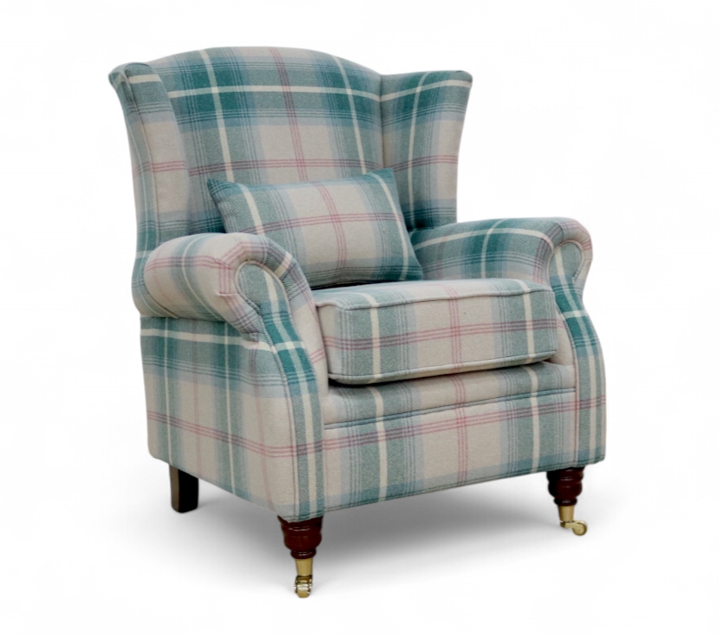 Wing Chair Green And Blue Chair Vintage Tartan Wingback Armchair