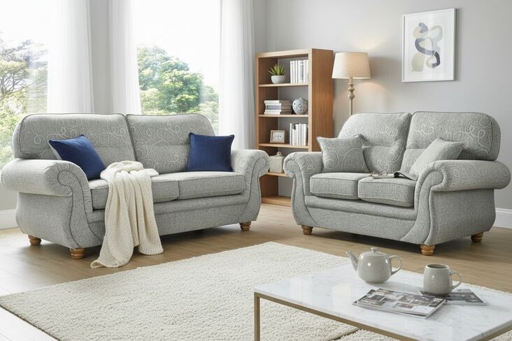 Vulcan Straw Fabric Sofa Suite | 3 + 2 large sofa  | DesignerSofas4U