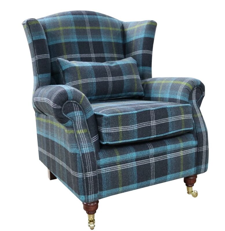 Product photograph of Wing Chair Fireside High Back Armchair Balmoral Azure Blue Amp Hellip from Designer Sofas 4U