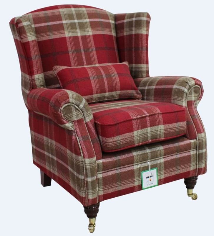 Product photograph of Wing Chair Fireside High Back Armchair Balmoral Red Check Amp Hellip from Designer Sofas 4U