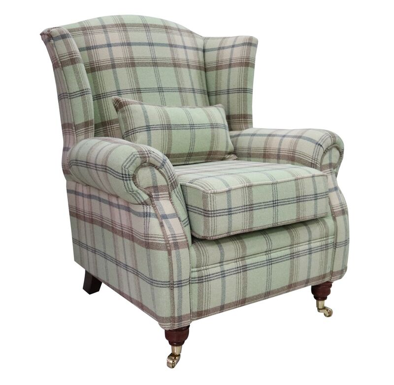 Product photograph of Wing Chair Fireside High Back Armchair Balmoral Sage Green Amp Hellip from Designer Sofas 4U