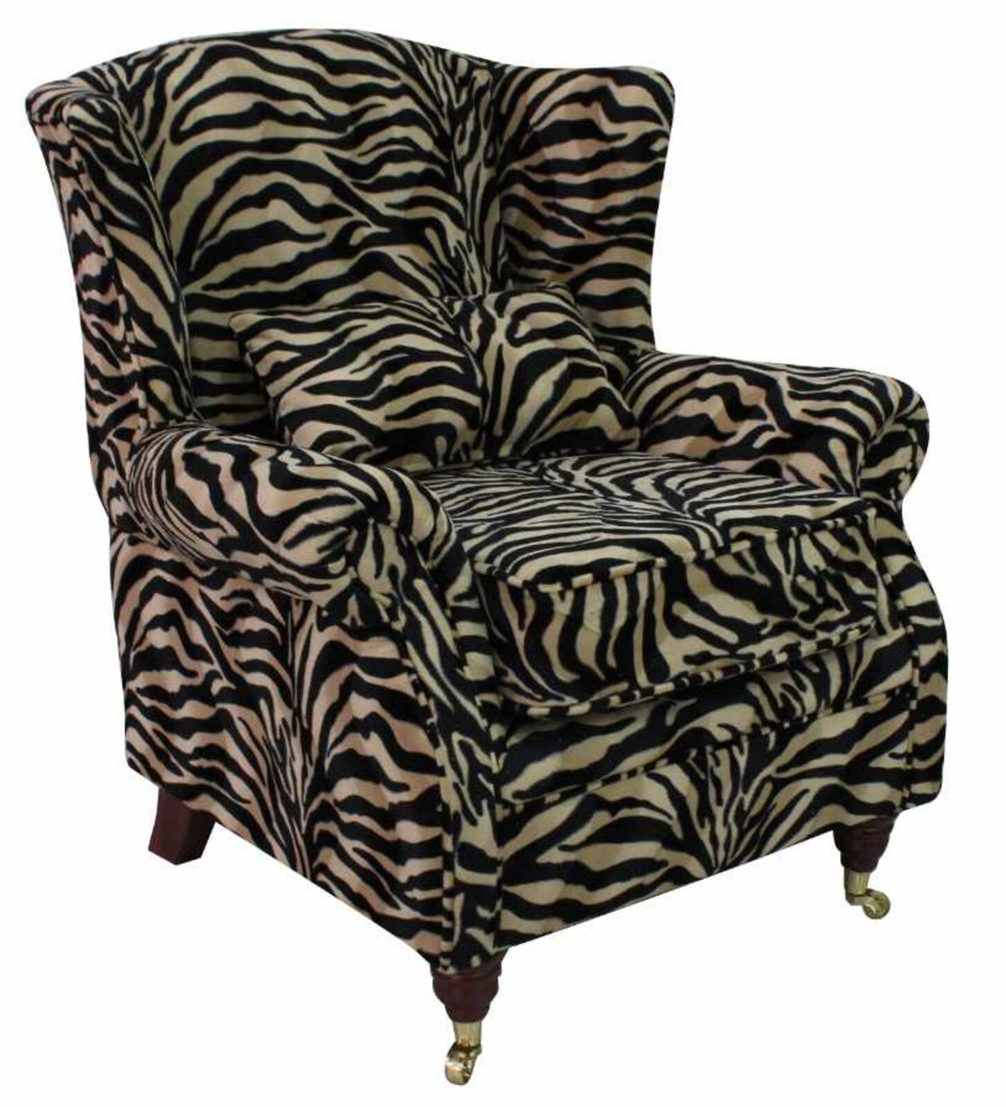Product photograph of Wing Chair Fireside High Back Armchair Animal Print Antelope Gold from Designer Sofas 4U