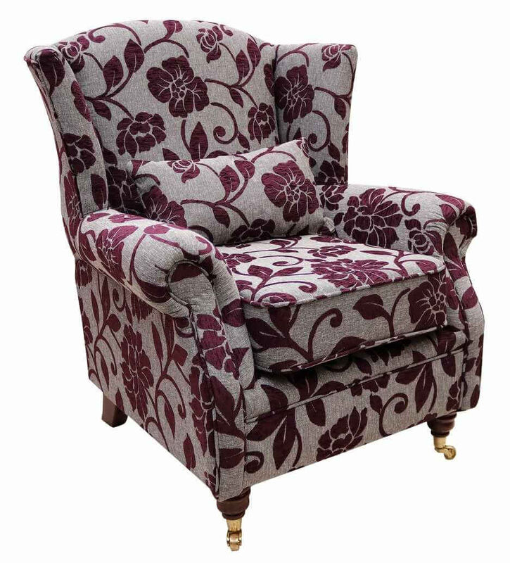 Product photograph of Wing Chair Fireside High Back Armchair Meghan Aubergine Fabric from Designer Sofas 4U
