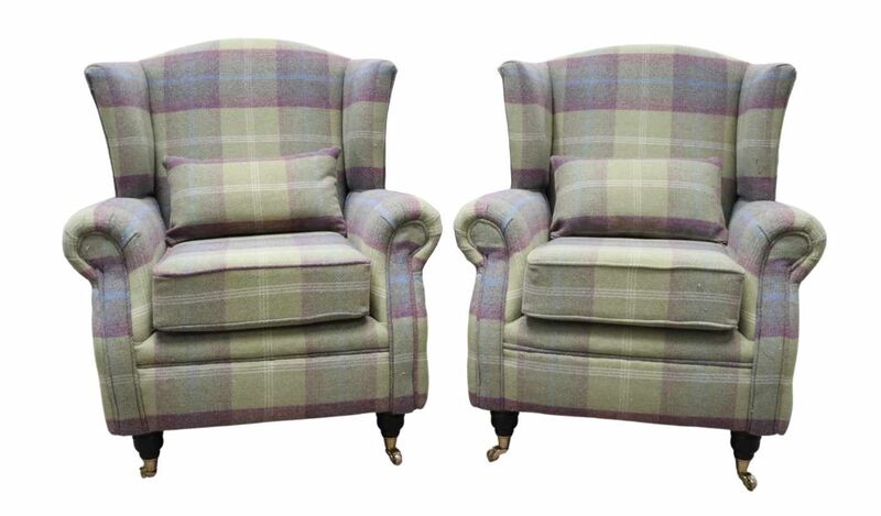 Product photograph of 2 X Wing Chair Fireside High Back Armchairs Balmoral Pistachio Amp Hellip from Designer Sofas 4U