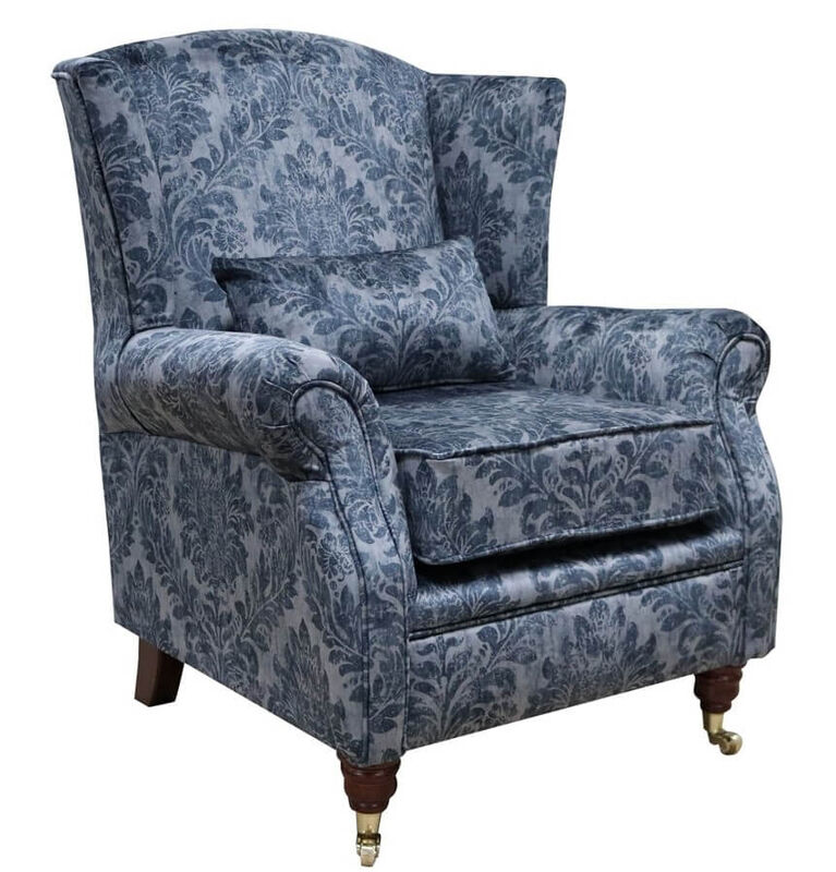Product photograph of Wing Chair Fireside High Back Armchair Chaucer Cyan Velvet from Designer Sofas 4U