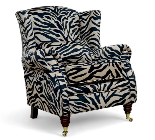 Wing Chair Fireside High Back Armchair Animal Print Antelope Gold