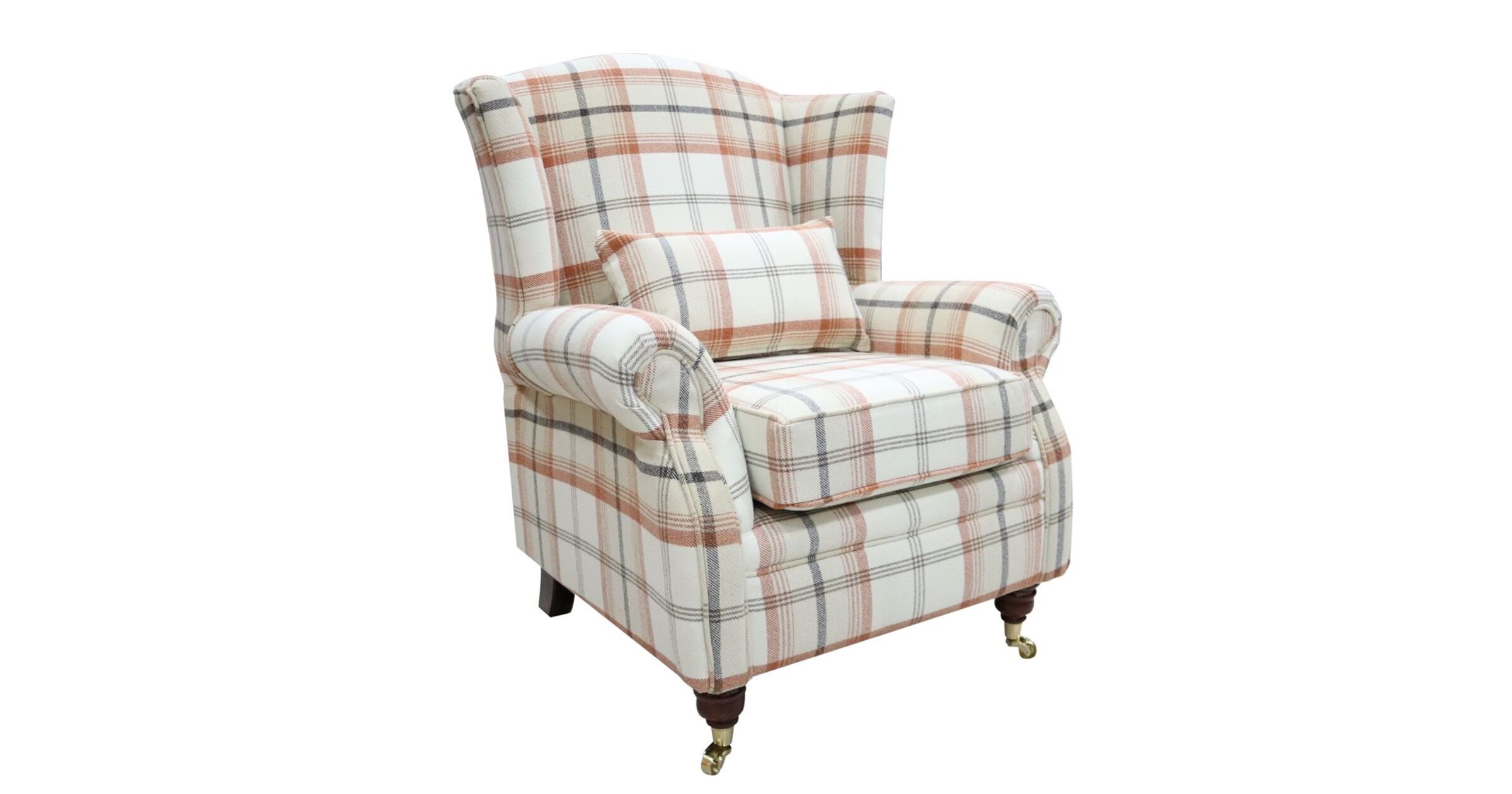 Balmoral Autumn Check High Back Wing Chair Armchairs