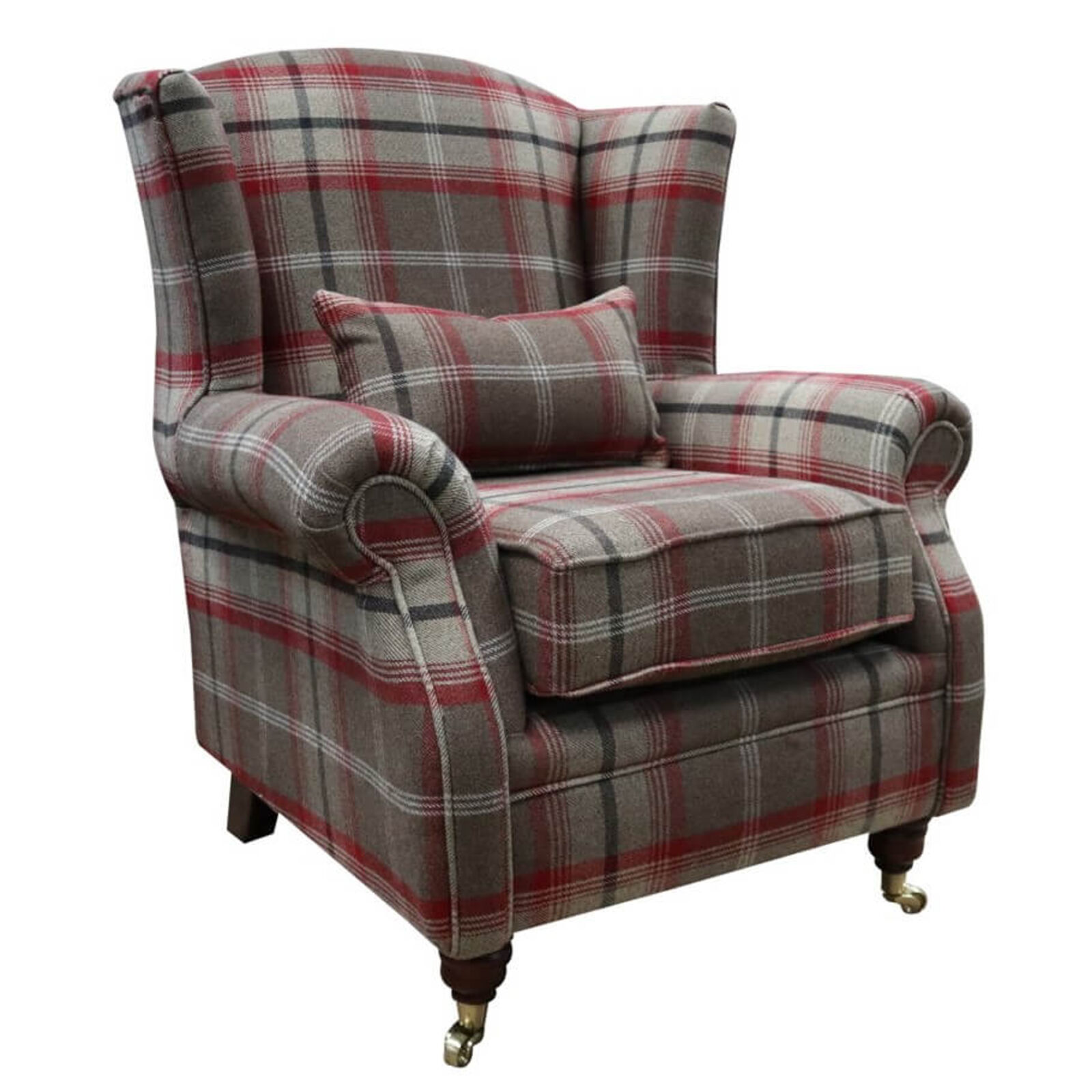 Product photograph of Wing Chair Fireside High Back Armchair Balmoral Rosso Check Amp Hellip from Designer Sofas 4U
