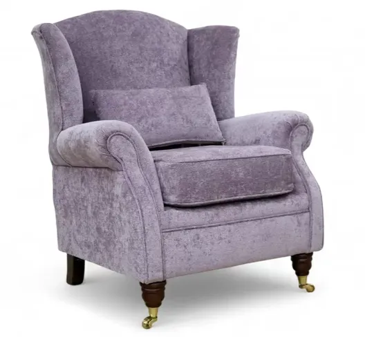 Wing Chair Fireside High Back Armchair Belvedere Lavender Fabric