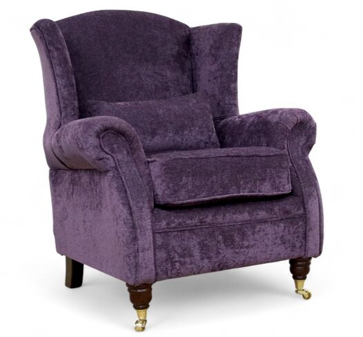Wing Chair Fireside High Back Armchair Belvedere Plum Fabric