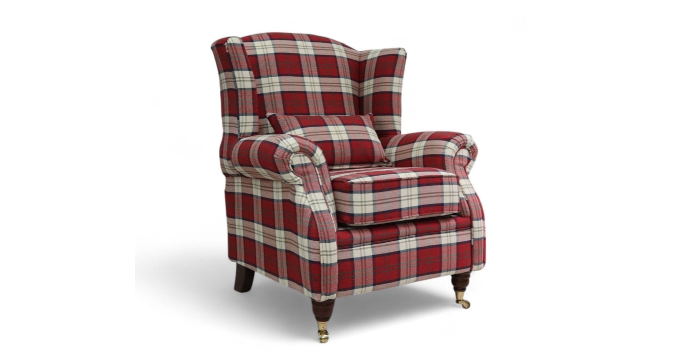 Braemer Crimson Check High Back Wing Chair Armchairs