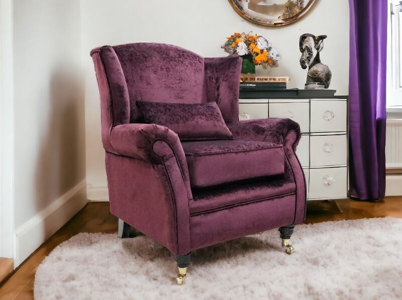 Product photograph of Wing Chair Fireside High Back Armchair Dreamy Mulberry Fabric from Designer Sofas 4U