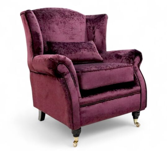 Wing Chair Fireside High Back Armchair Dreamy Mulberry Fabric