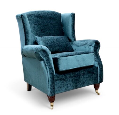 Wing Chair Fireside High Back Armchair Dreamy Peacock Fabric