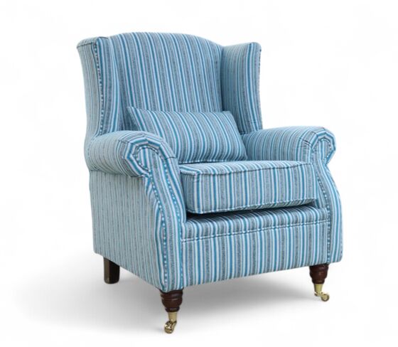 Wing Chair Fireside High Back Armchair Estell Jade Stripe