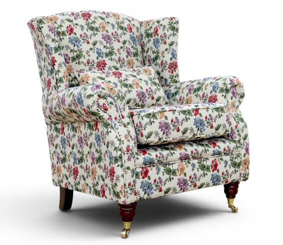 Wing Chair Fireside High Back Armchair Floribunda Gardens Natural