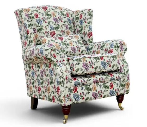 Wing Chair Fireside High Back Armchair Floribunda Gardens Natural