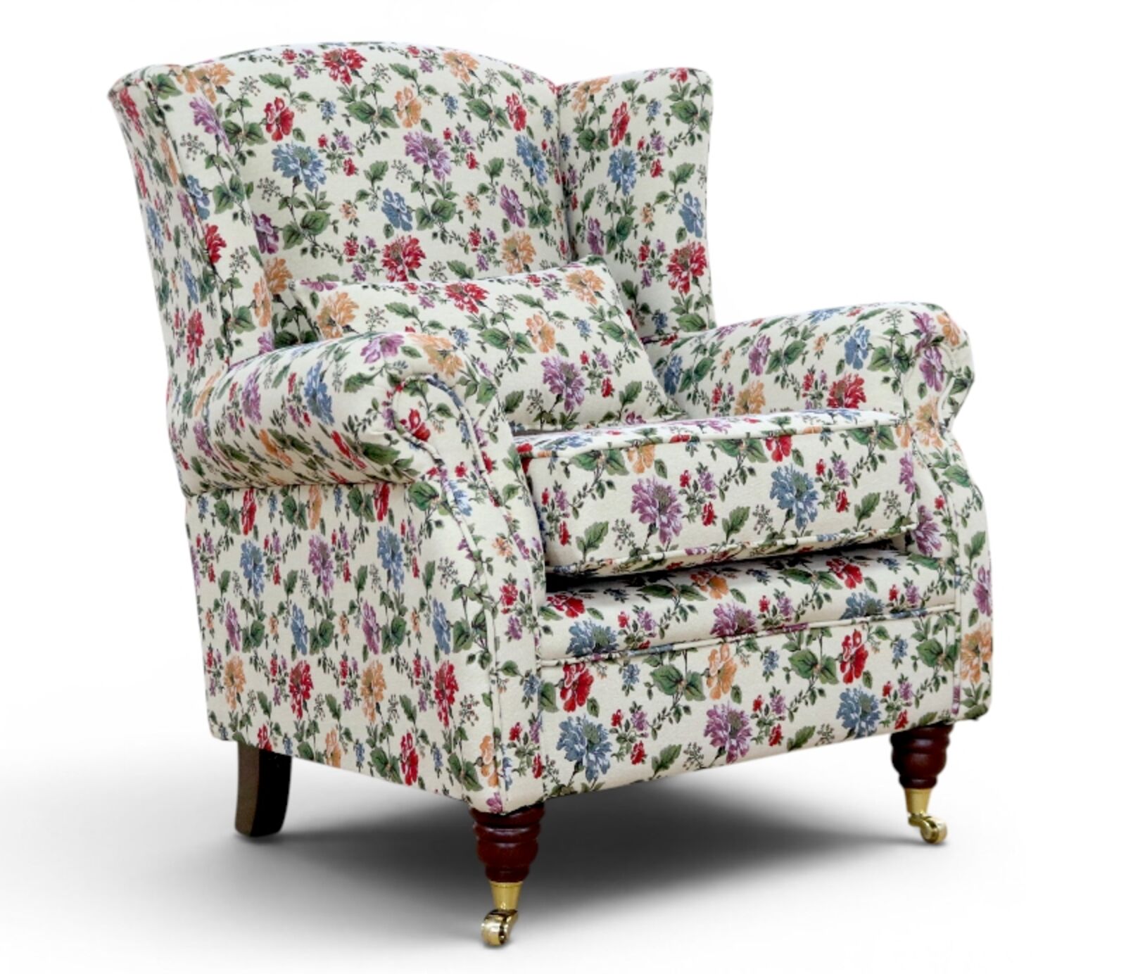 Wing Chair Fireside High Back Armchair Floribunda Gardens Natural