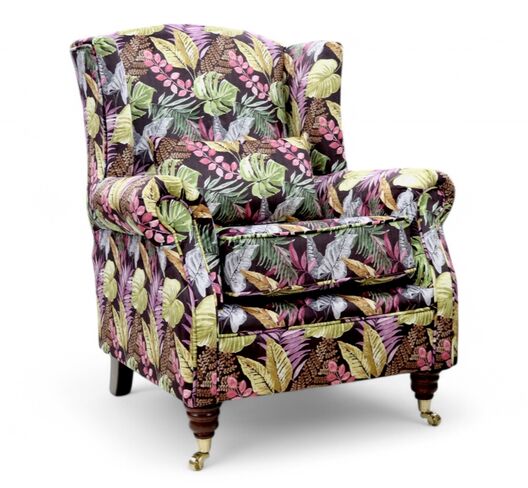 Wing Chair Fireside High Back Armchair Foliage Aubergine