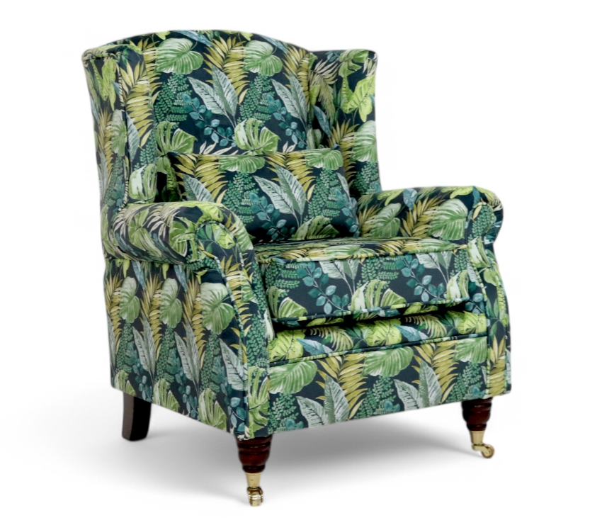 Foliage Green Wing Chair: Fireside High Back Armchair