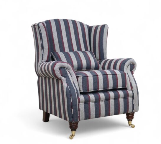 SPECIAL OFFER Wing Chair Fireside High Back Armchair Gleneagles Stripe Granite