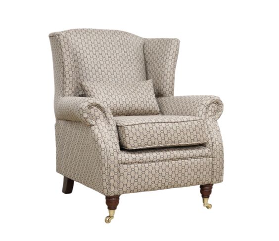 Wing Chair Fireside High Back Armchair Gucci All Over Inspired Fabric