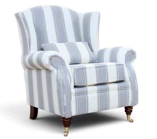 Wing Chair Fireside High Back Armchair Guernsey Stripe Dove